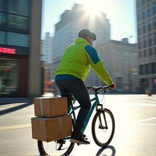 Coursier à vélo en centre-ville