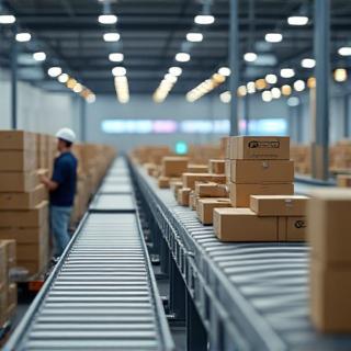 Centre logistique e-commerce avec colis